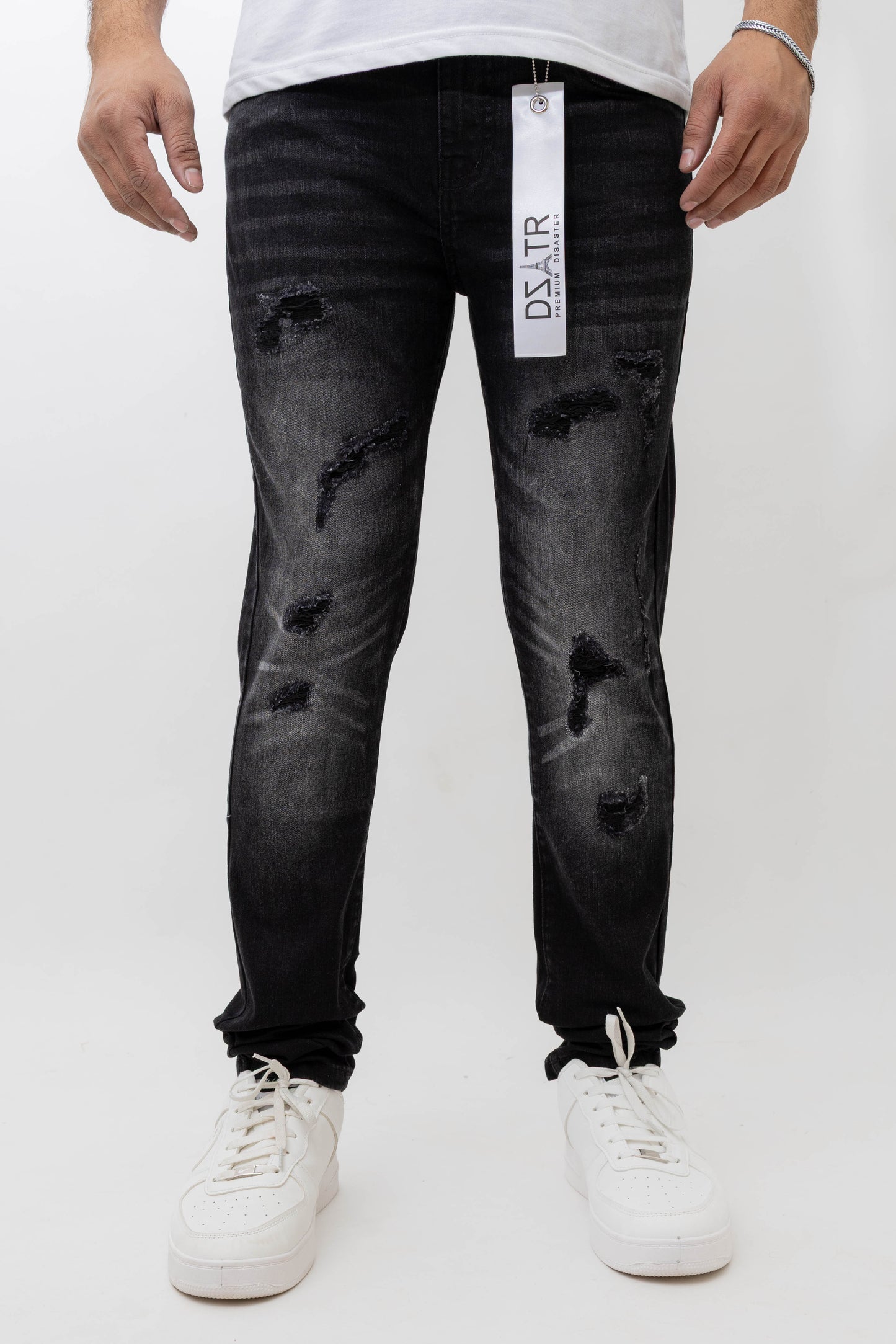 MENS SKINNY ULTRA STRETCH DENIM -BLACK DZTR -414