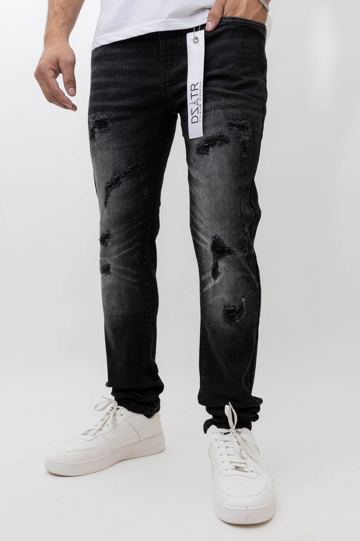 MENS SKINNY ULTRA STRETCH DENIM -BLACK DZTR -414