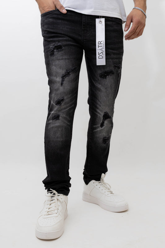 MENS SKINNY ULTRA STRETCH DENIM -BLACK DZTR -414