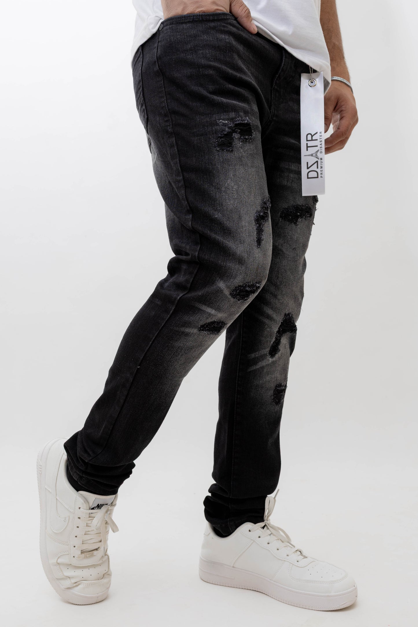 MENS SKINNY ULTRA STRETCH DENIM -BLACK DZTR -414