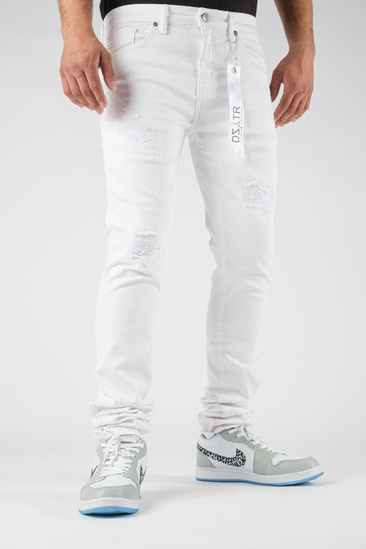 MENS CLASSIC ULTRA STRETCH DENIM - WHITE RIPS DZTR-284