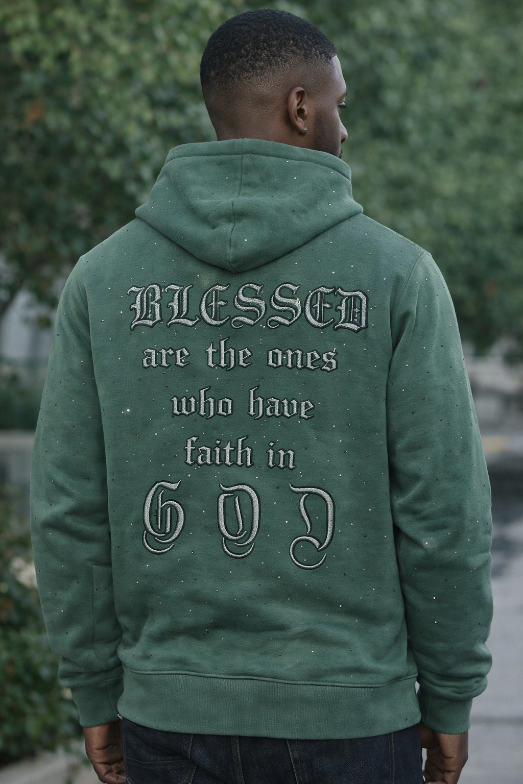 "MEN STONE HOODIE OLIVE" -BLESSED