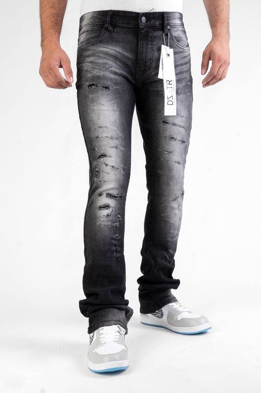 MENS CLASSIC ULTRA STRETCH DENIM - STACKED BLACK WASH DZTR-494