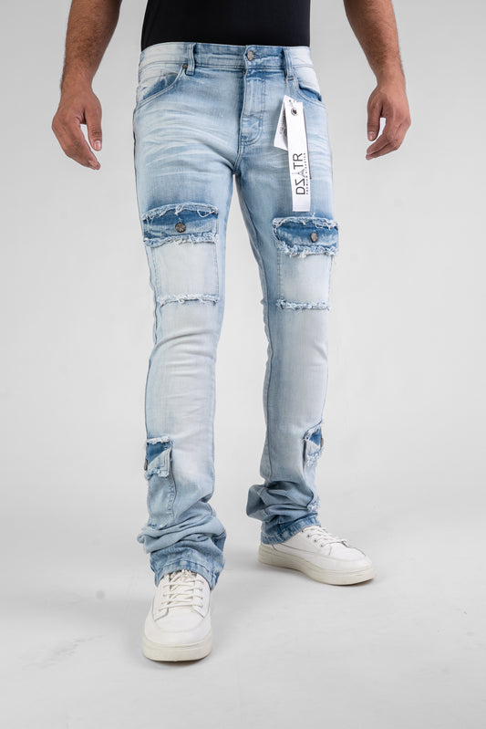 MENS CLASSIC ULTRA STRETCH DENIM - STACKED ICE BLUE DZTR-489