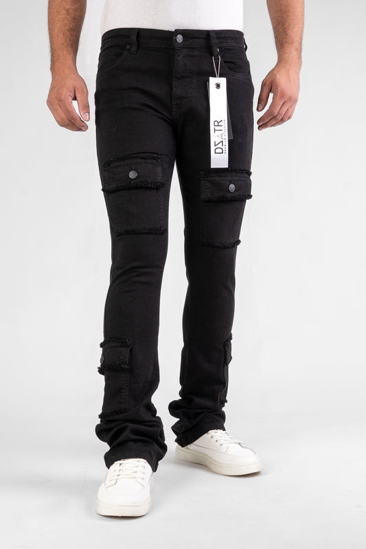 MENS CLASSIC ULTRA STRETCH DENIM - STACKED JET BLACK DZTR-489