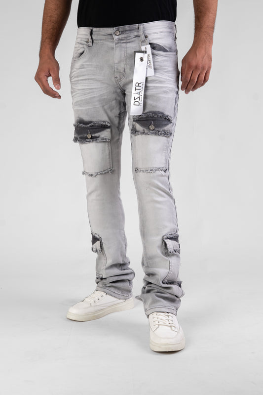 MENS CLASSIC ULTRA STRETCH DENIM - GREY STACKED DZTR-489