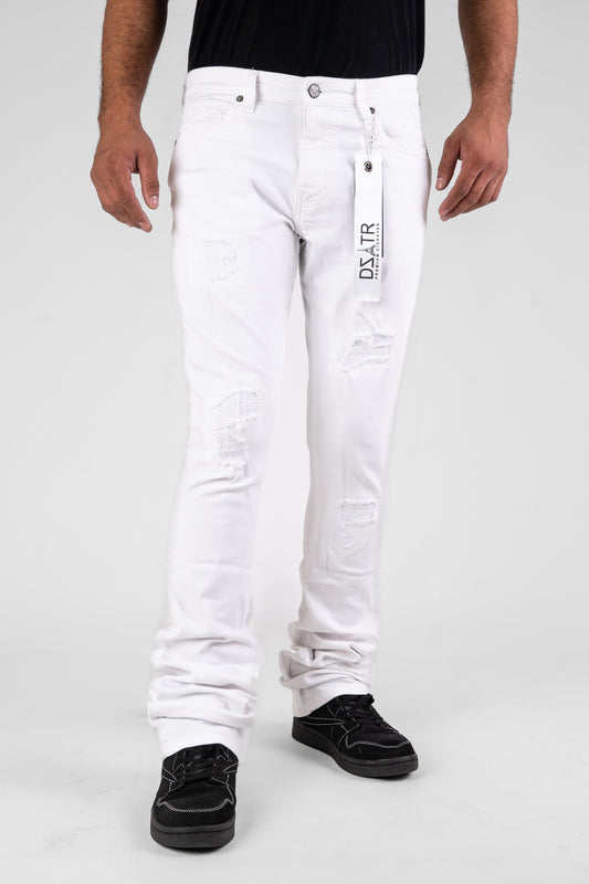 MENS CLASSIC ULTRA STRETCH DENIM - STACKED WHITE DZTR-526
