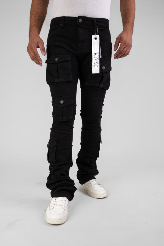 MENS CLASSIC ULTRA STRETCH DENIM - STACKED BLACK DZTR-488