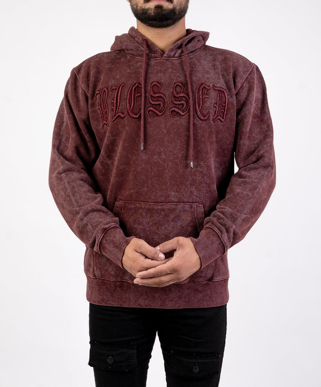 "MEN HOODIE MAROON" -BLESSED