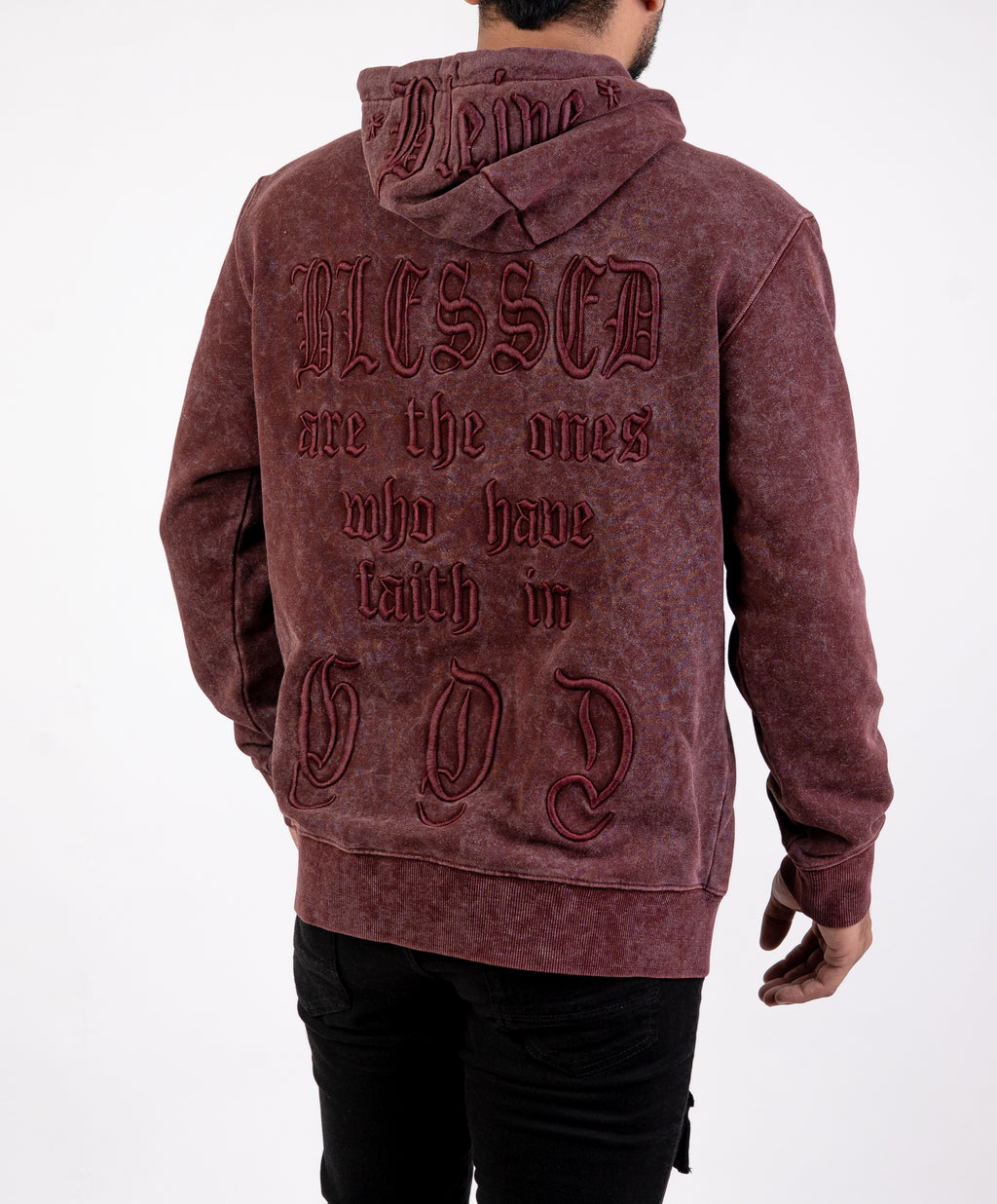 "MEN HOODIE MAROON" -BLESSED