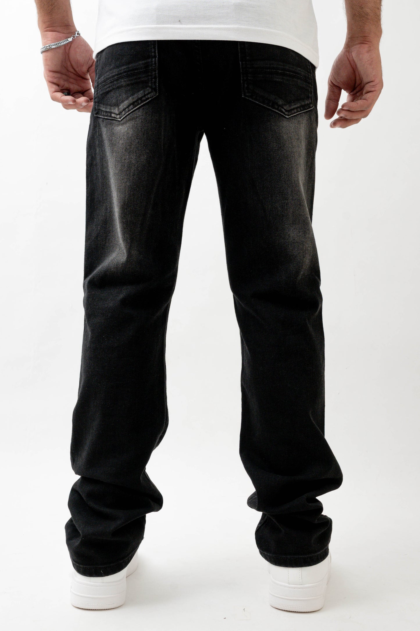 MENS STRAIGHT ULTRA STRETCH DENIM -WASHED BLACK DZTR -550