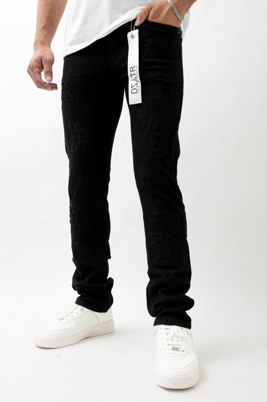 MENS STRAIGHT ULTRA STRETCH DENIM -JET BLACK DZTR -550