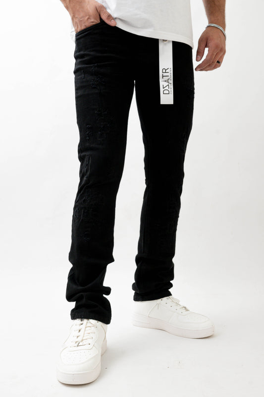 MENS STRAIGHT ULTRA STRETCH DENIM -JET BLACK DZTR -550