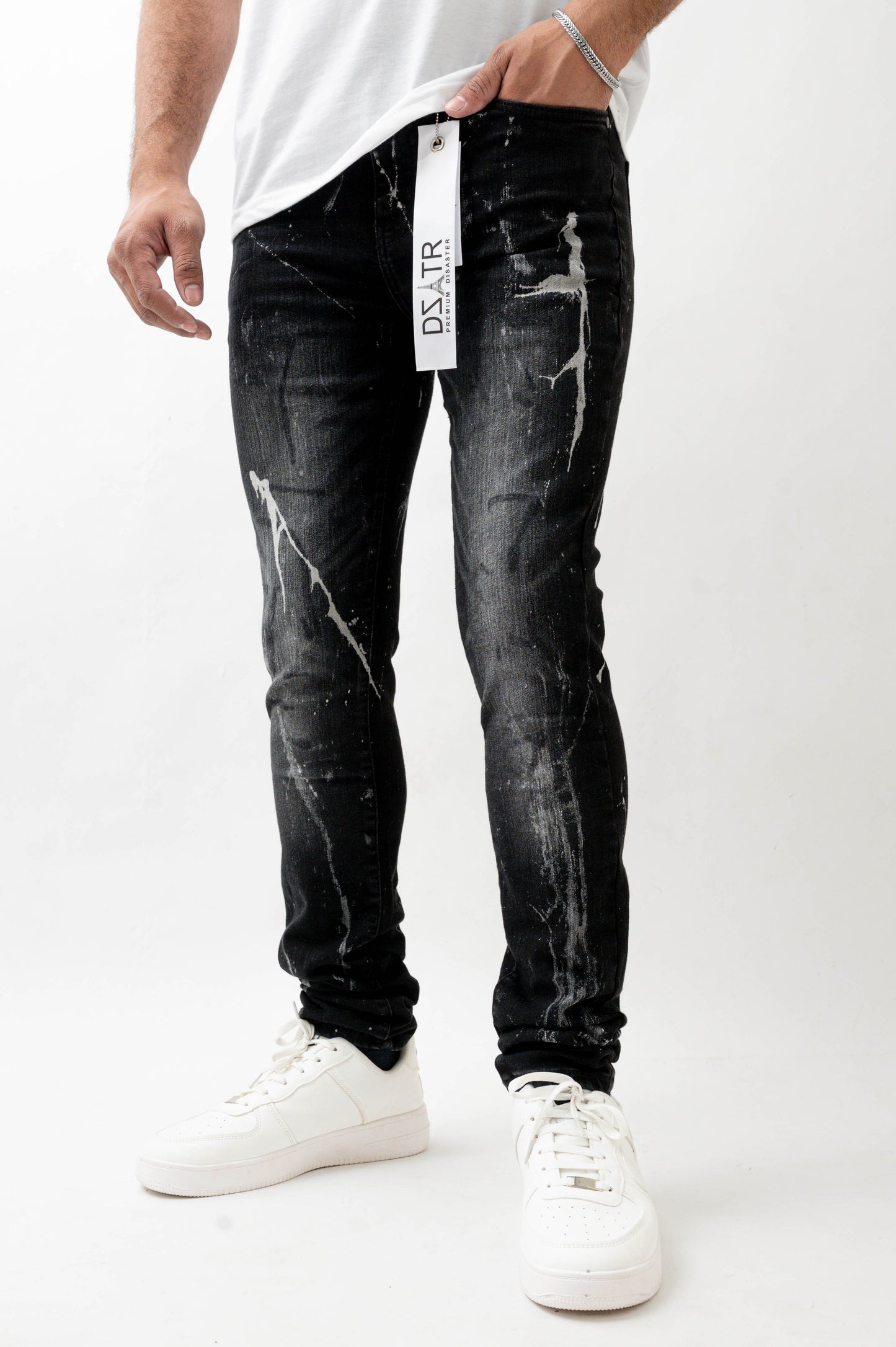 MENS SKINNY ULTRA STRETCH DENIM -BLACK SPLASH DZTR -552