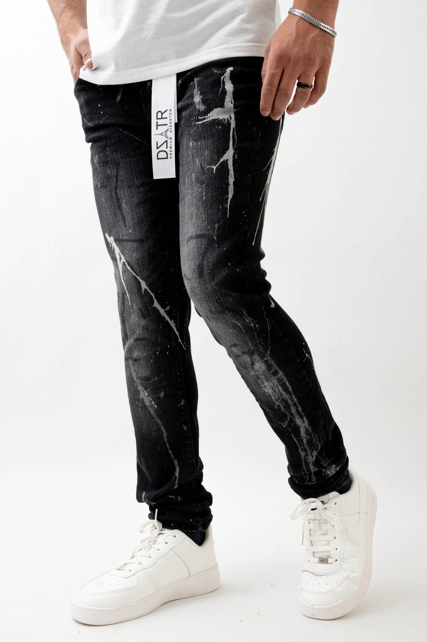 MENS SKINNY ULTRA STRETCH DENIM -BLACK SPLASH DZTR -552