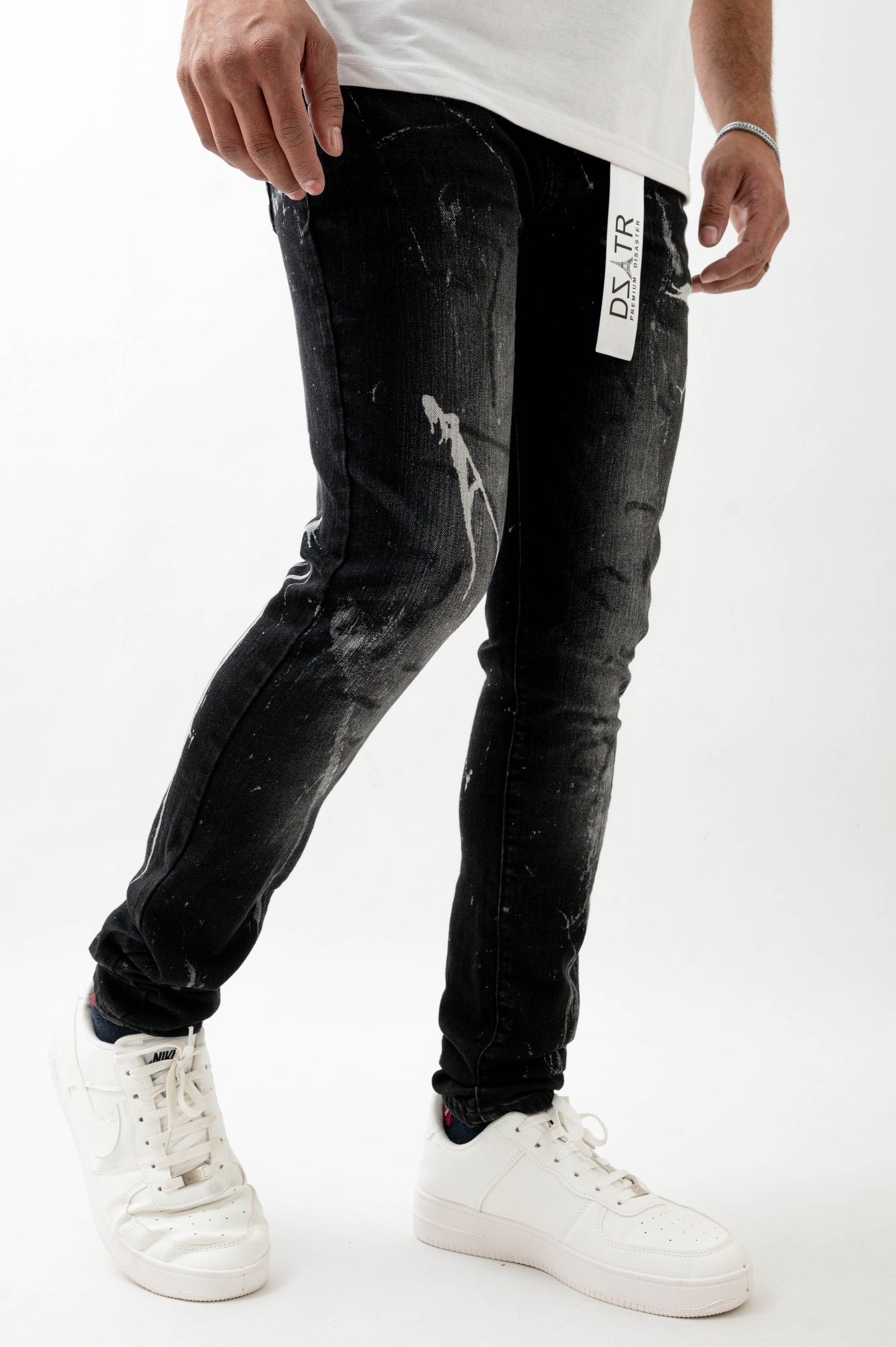 MENS SKINNY ULTRA STRETCH DENIM -BLACK SPLASH DZTR -552