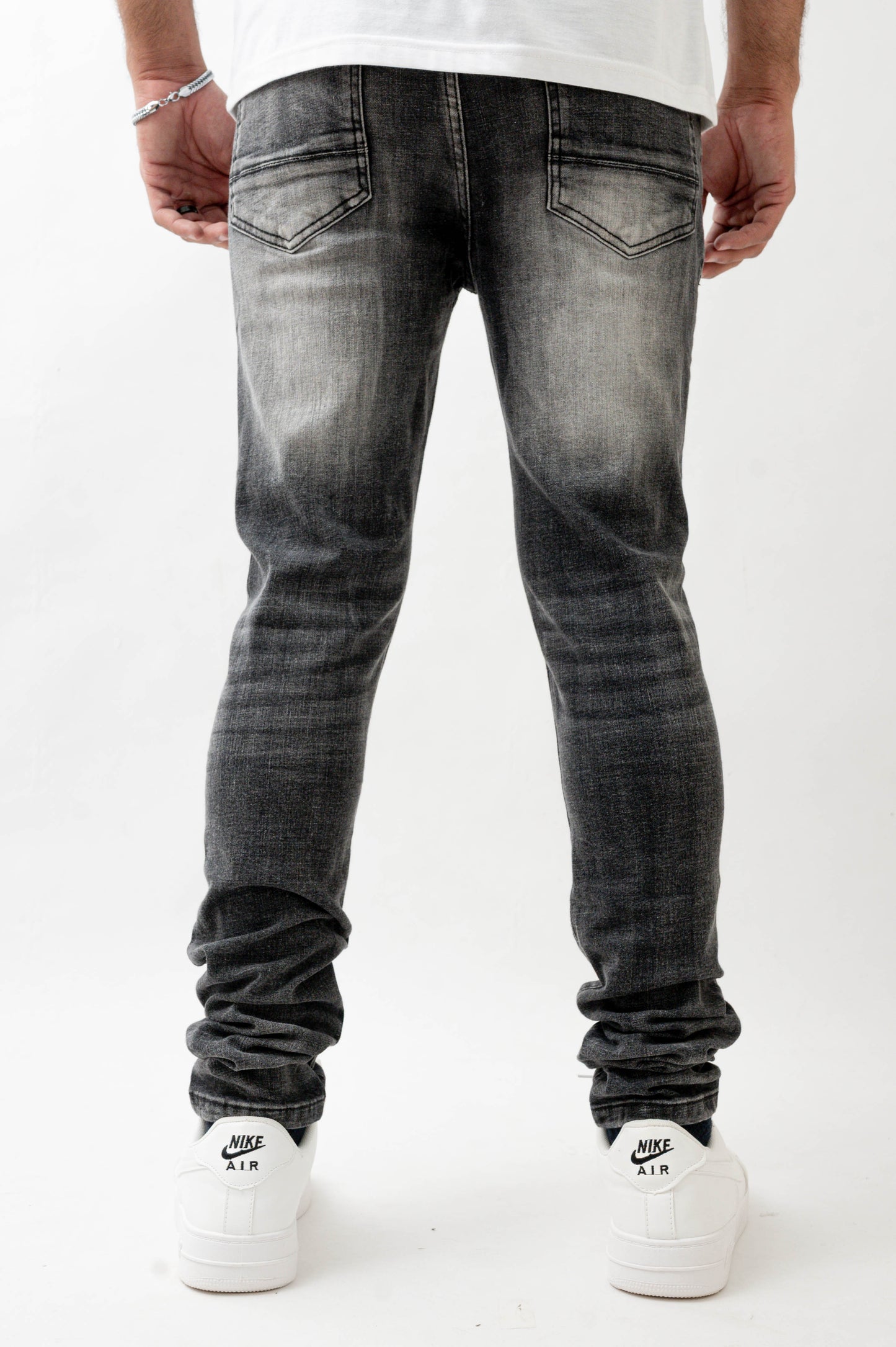 MENS SKINNY ULTRA STRETCH DENIM -WASHED BLACK DZTR -416