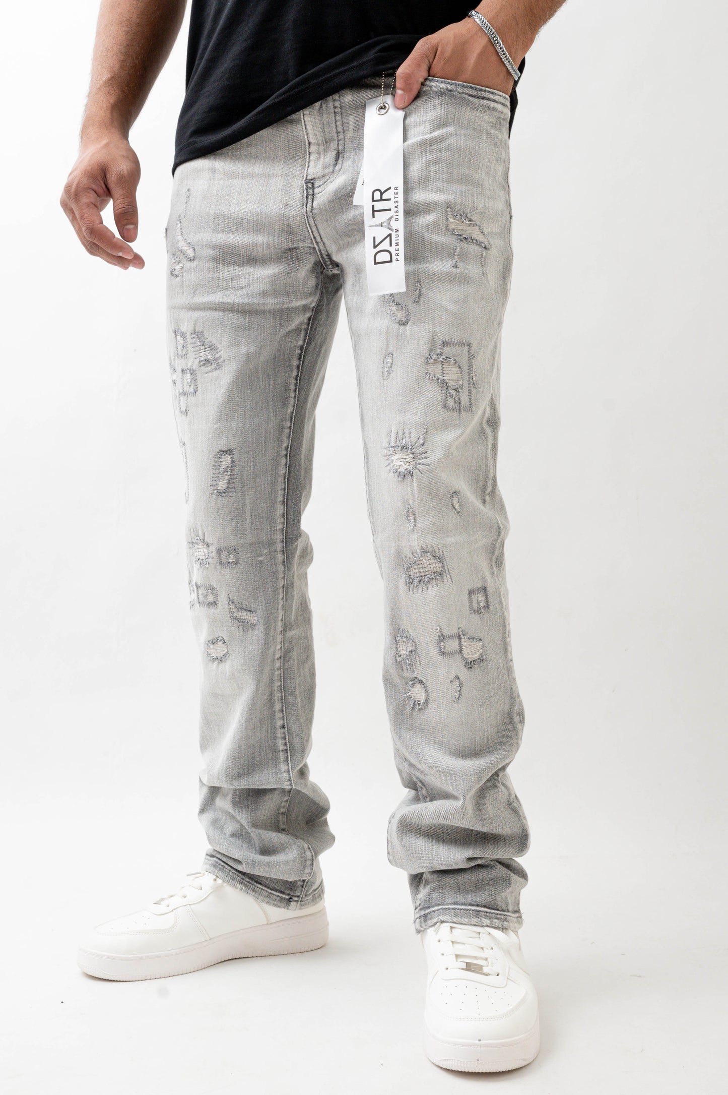 MENS STRAIGHT ULTRA STRETCH DENIM -GREY DZTR -550