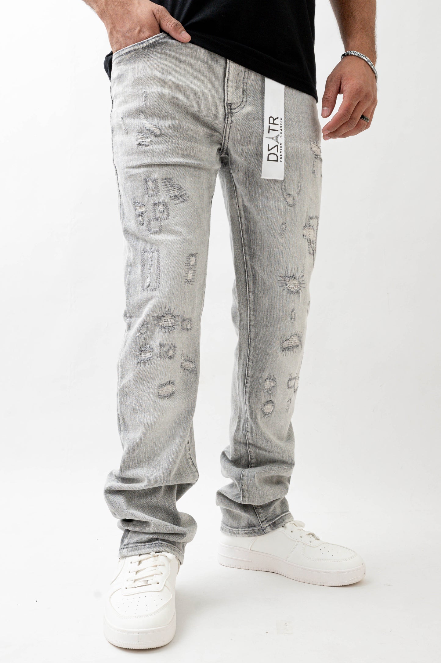 MENS STRAIGHT ULTRA STRETCH DENIM -GREY DZTR -550