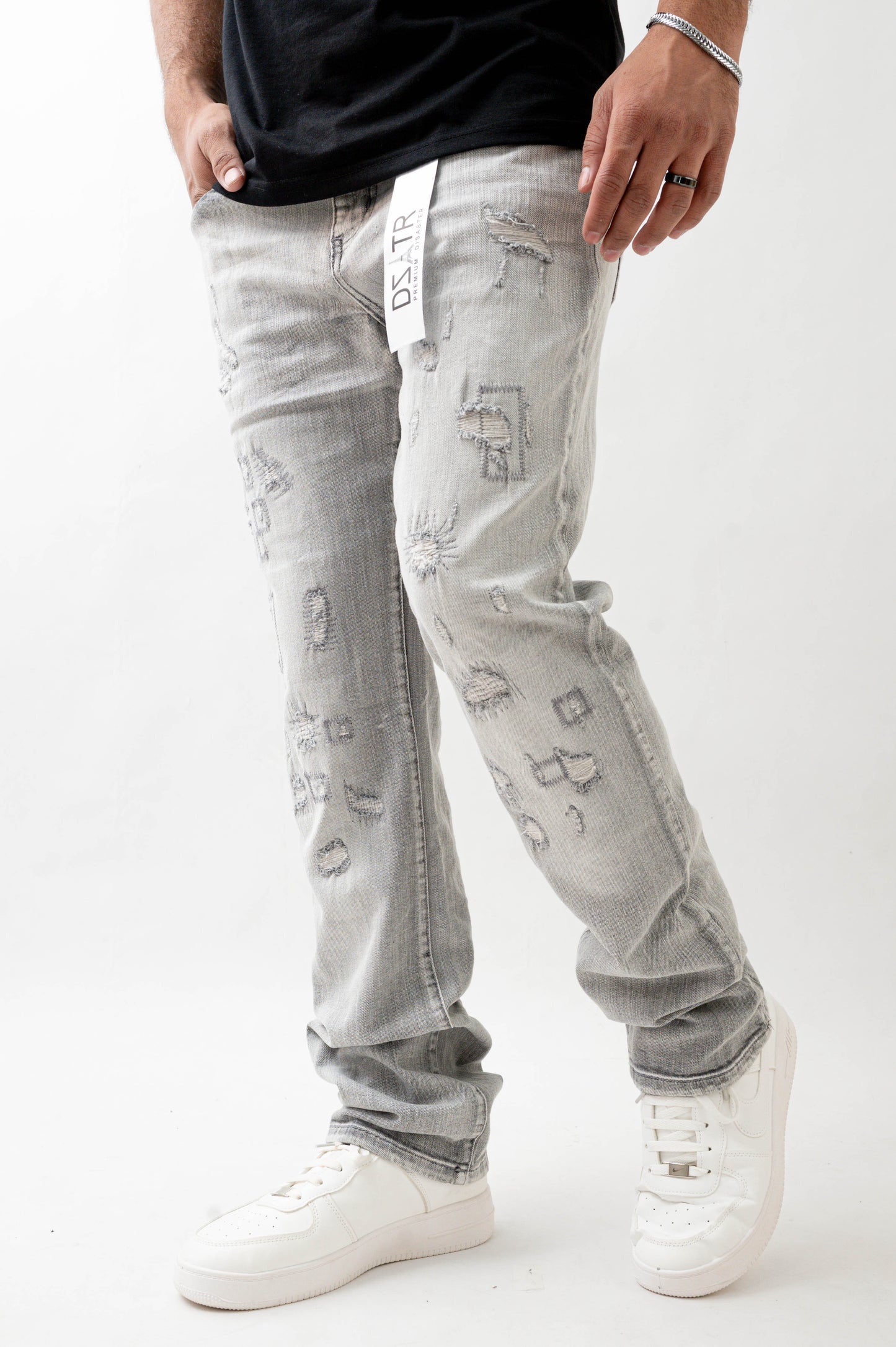 MENS STRAIGHT ULTRA STRETCH DENIM -GREY DZTR -550