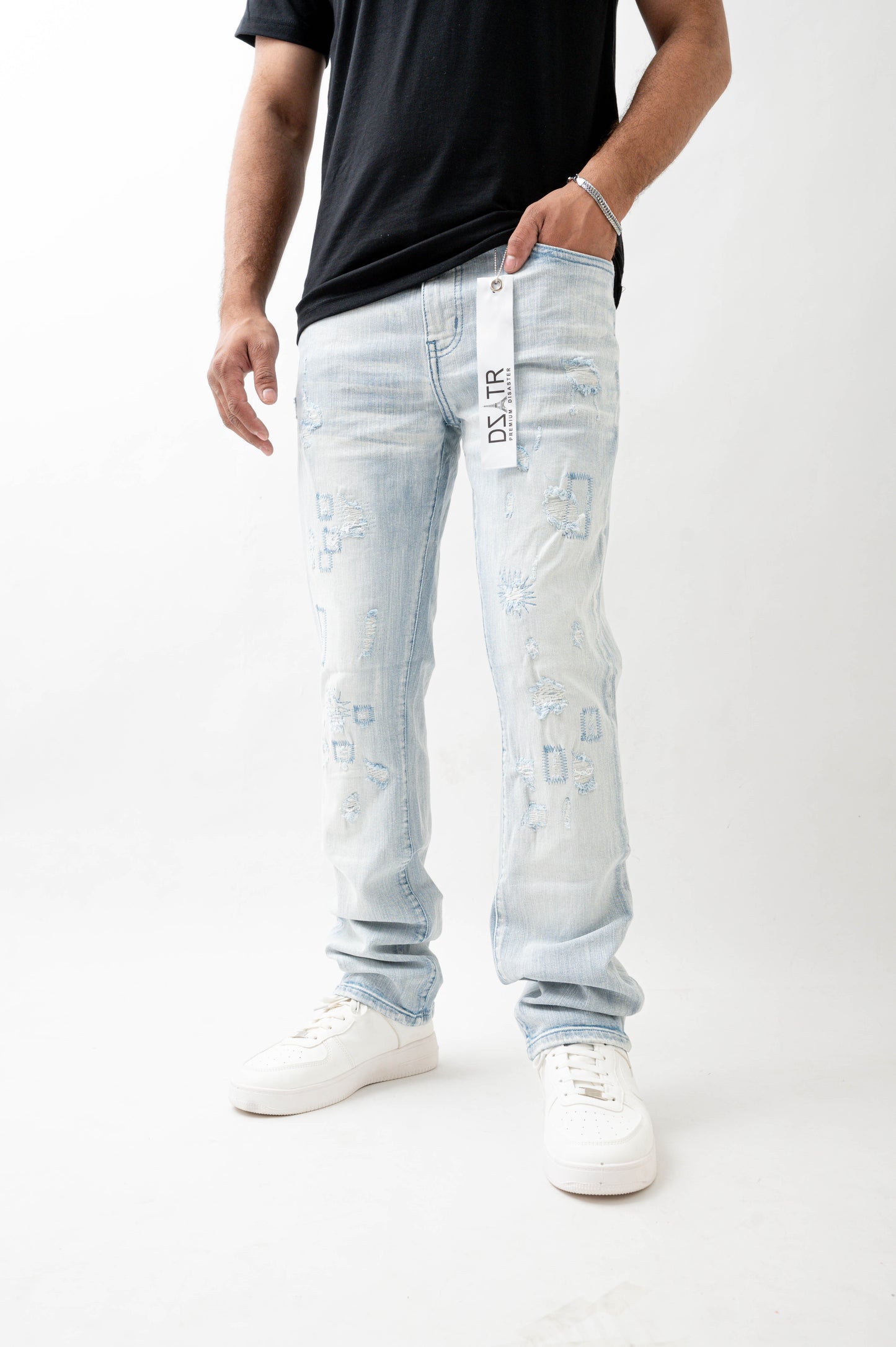 MENS STRAIGHT ULTRA STRETCH DENIM -ICE BLUE DZTR -550