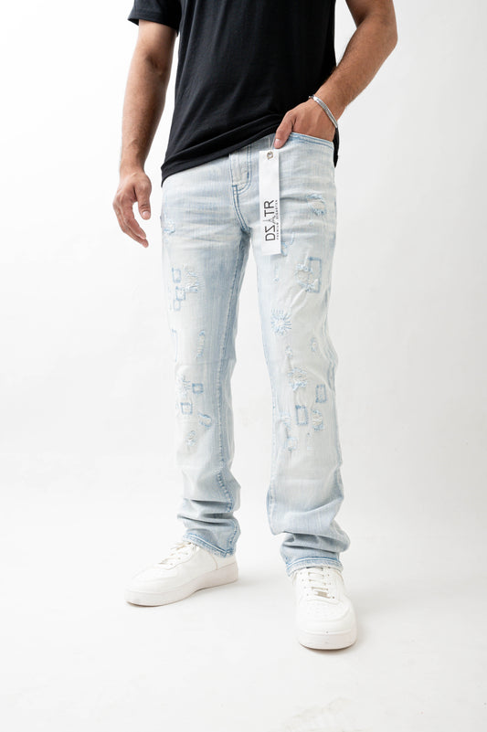MENS STRAIGHT ULTRA STRETCH DENIM -ICE BLUE DZTR -550