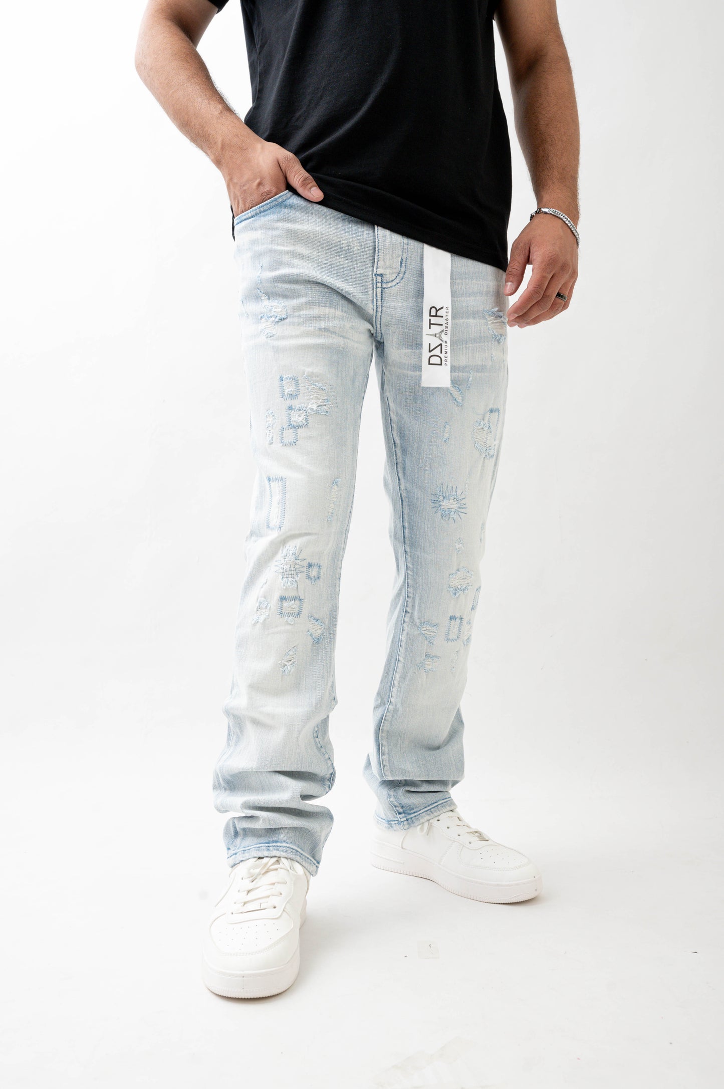 MENS STRAIGHT ULTRA STRETCH DENIM -ICE BLUE DZTR -550