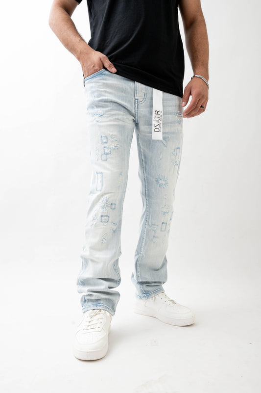 MENS STRAIGHT ULTRA STRETCH DENIM -ICE BLUE DZTR -550