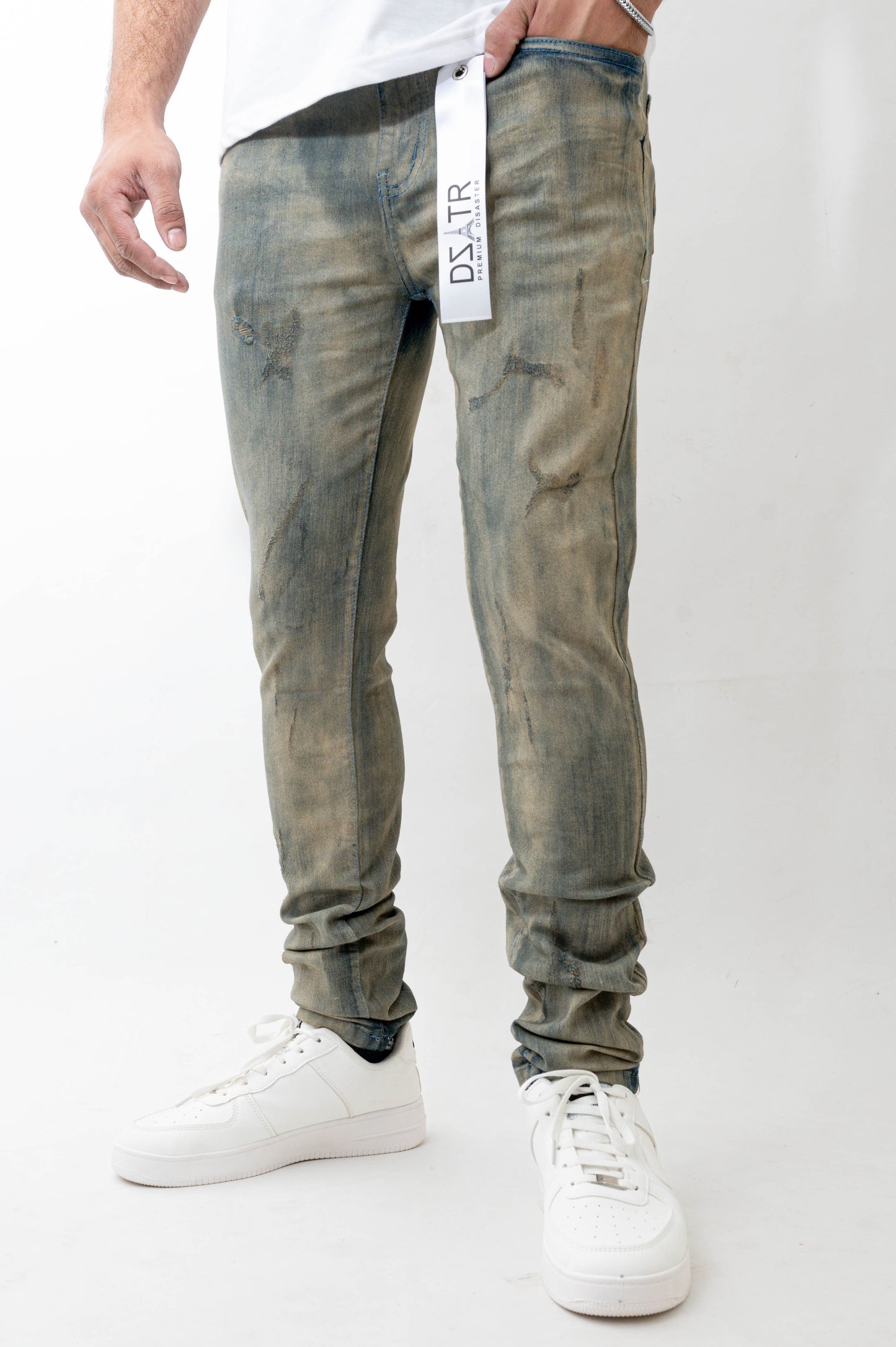 MENS SKINNY ULTRA STRETCH DENIM -ANTIQUE BLUE DZTR -473