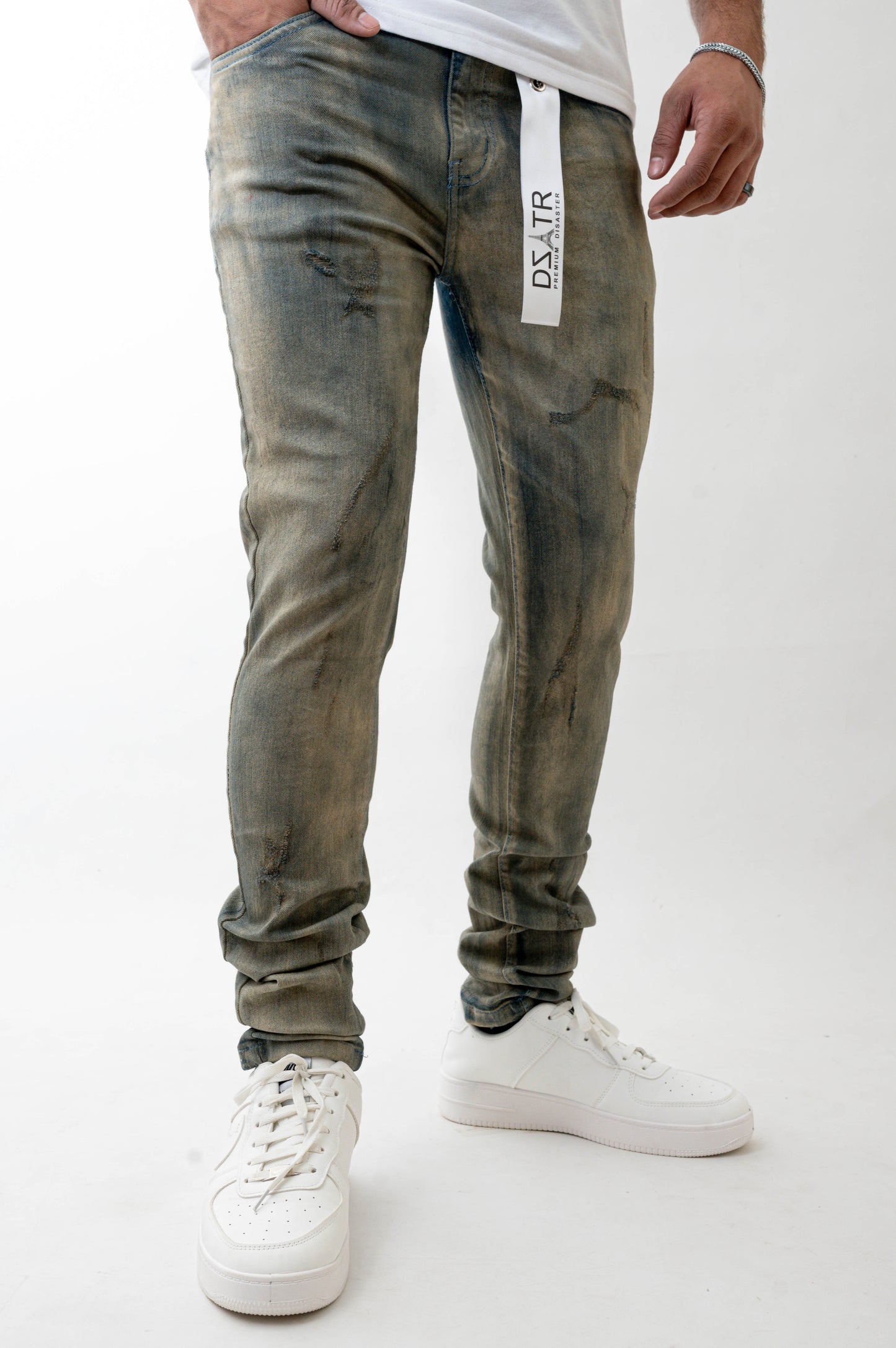 MENS SKINNY ULTRA STRETCH DENIM -ANTIQUE BLUE DZTR -473