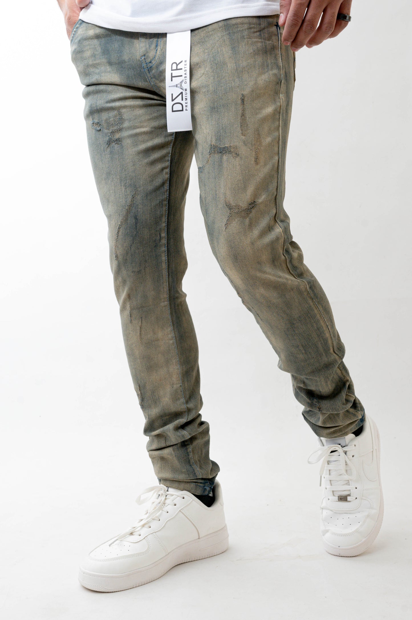 MENS SKINNY ULTRA STRETCH DENIM -ANTIQUE BLUE DZTR -473